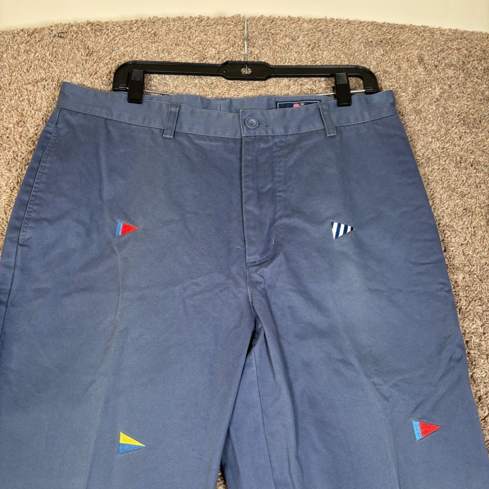 Vineyard Vines Men Nautical Flag Chino Pants‎ Blue Size 35x30 Preppy - Picture 2 of 8